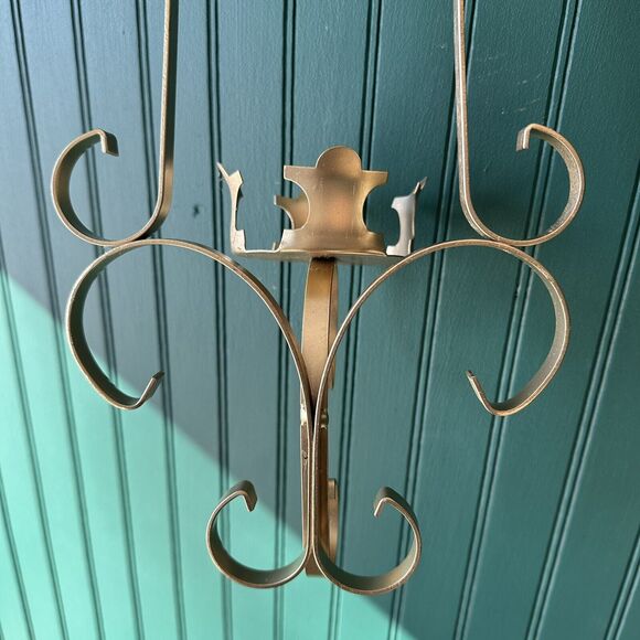 Gold Painted Wrought Iron Metal Vintage Wall Sconce Candle Holder Moody Gothic - Picture 5 of 5